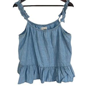 Madewell Sunshower ruffle sleeveless chambray cami